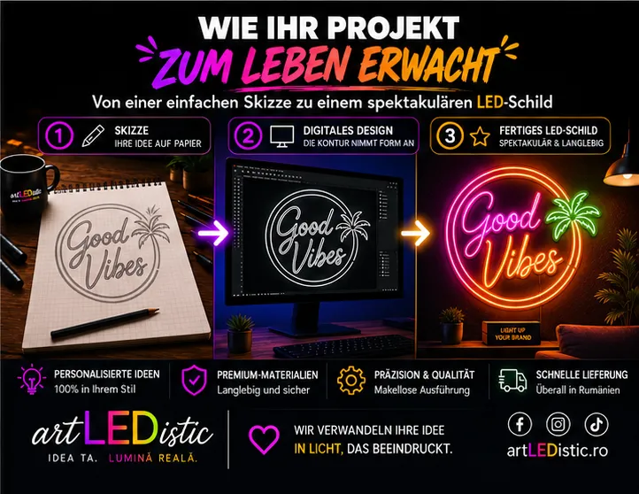 Wie Ihr Projekt zum Leben erweckt wird: Von einer einfachen Skizze zu einem spektakulären LED-Schild