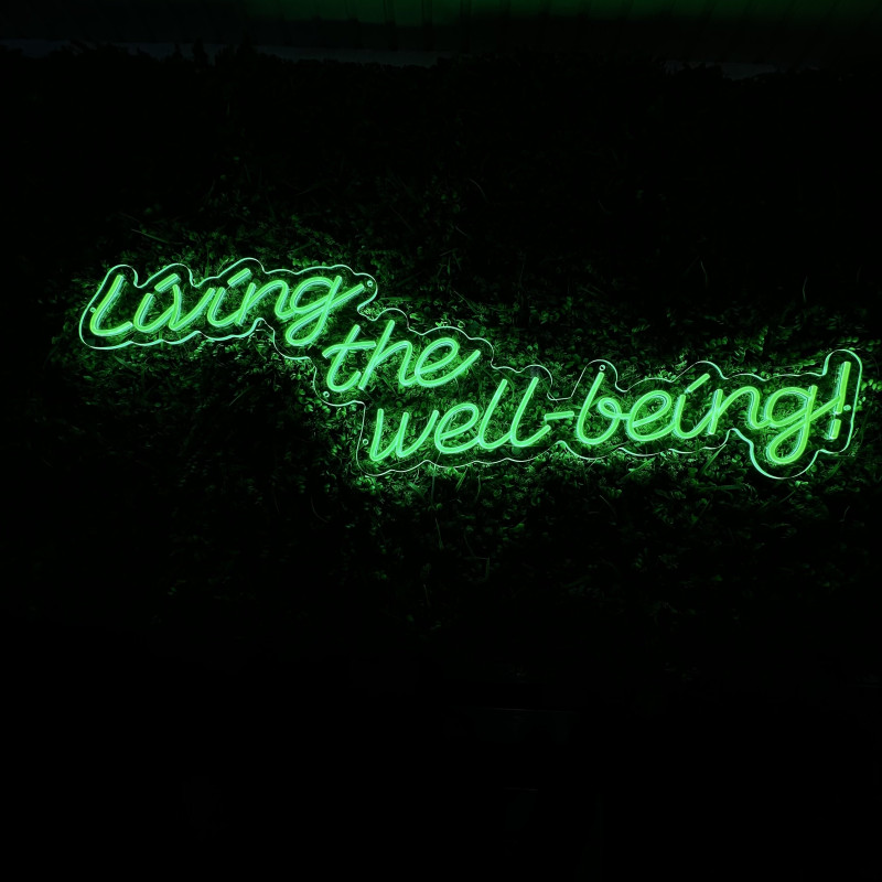 Living the well-being — custom LED neon sign (statement)