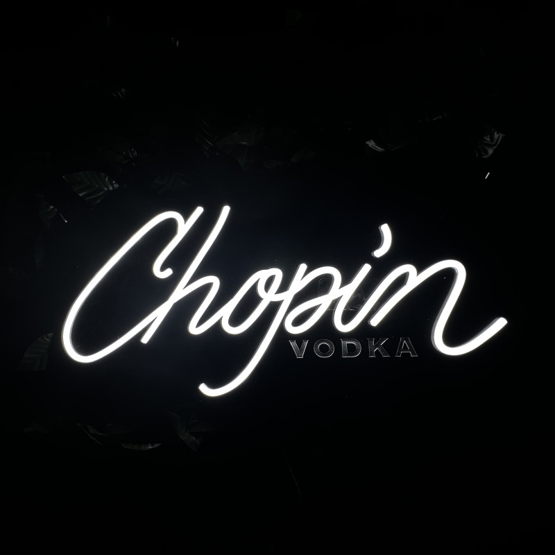 Chopin vodka — custom lighted sign (brand & bar display)