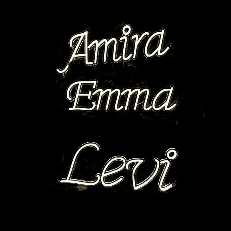 Emma • Amira • Levi — enseignes prénom LED néon personnalisées