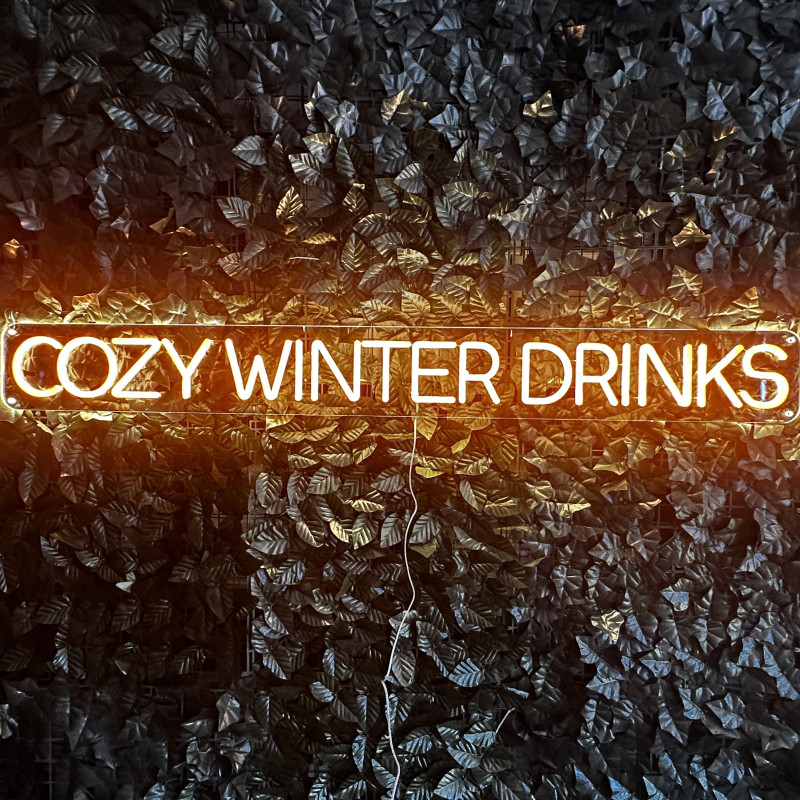COZY WINTER DRINKS — enseigne lumineuse personnalisée (coffee point / lounge)