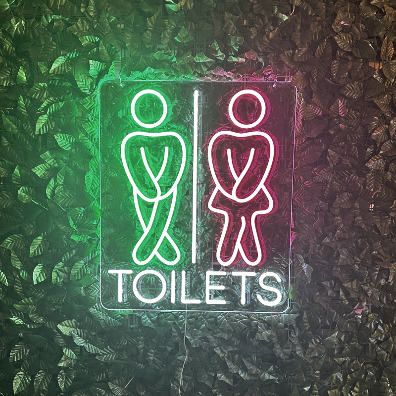 TOILETS — semn LED cu simbol fată/băiat