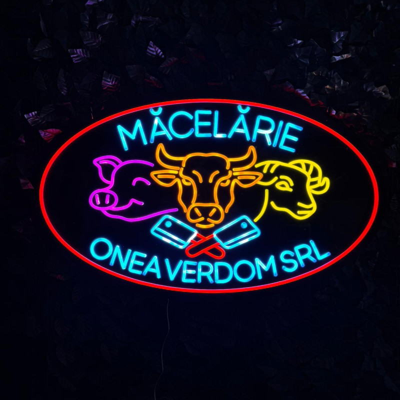 Enseigne LED Néon Personnalisée pour Boucherie ONEAVERDOM SRL