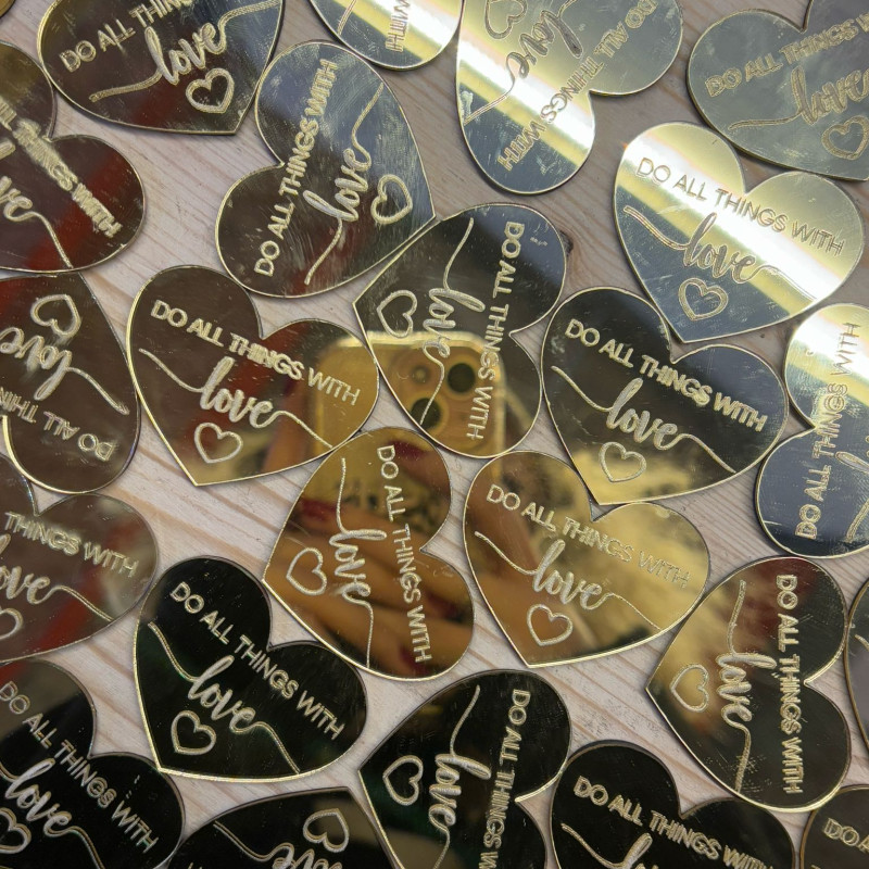 Gold Mirror Plexiglass Magnet – “Do all things with love”