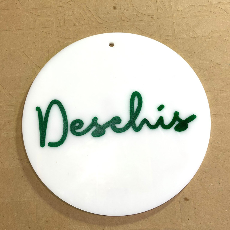 “Open / Closed” engraved plexiglass sign