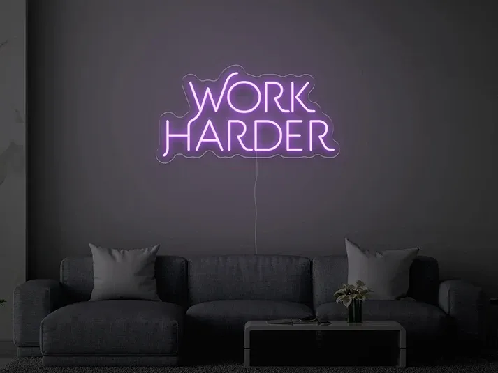 Work Harder - Semn Luminos LED Neon