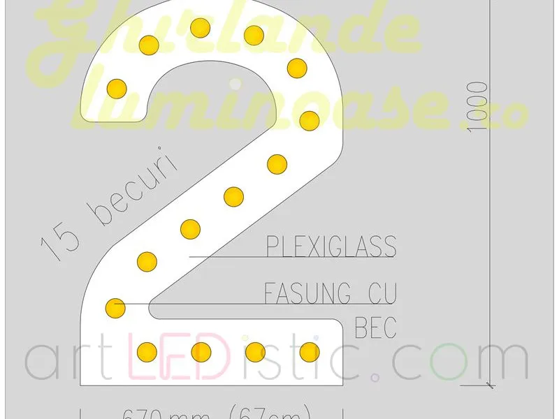 Cifre Volumetrice Luminoase din Plexiglass 100 cm de închiriat