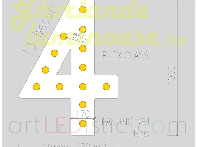 Cifre Volumetrice Luminoase din Plexiglass 100 cm de închiriat