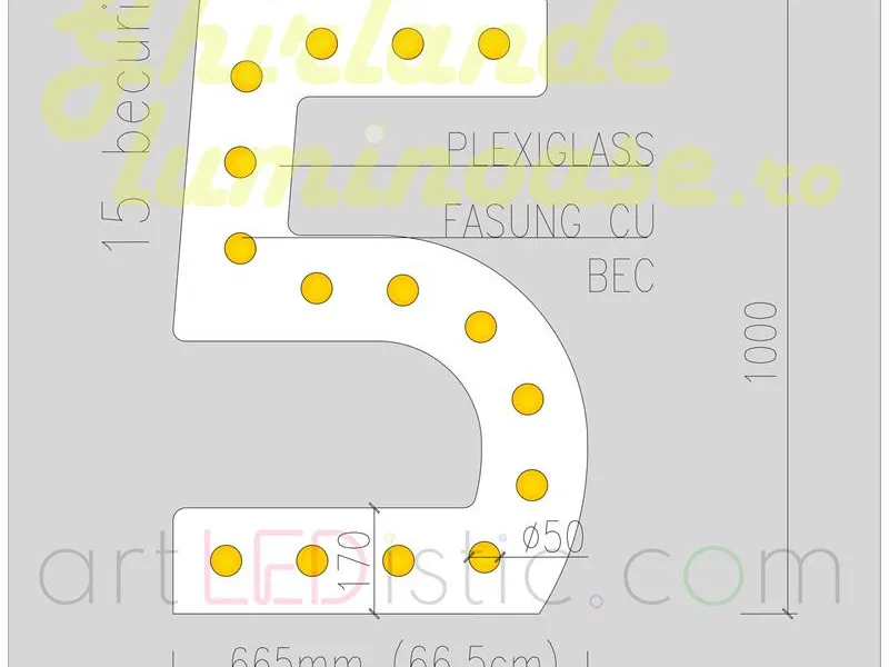 Cifre Volumetrice Luminoase din Plexiglass 100 cm de închiriat