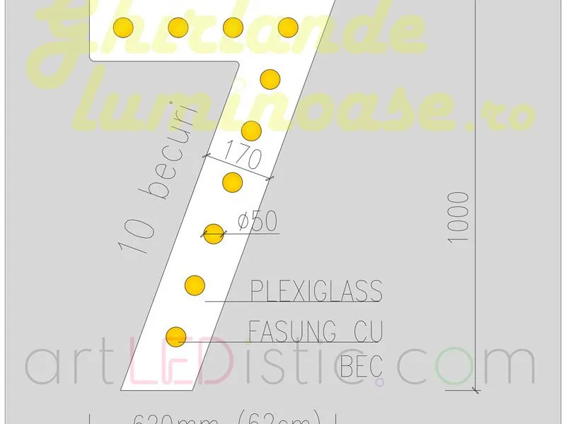 Cifre Volumetrice Luminoase din Plexiglass 100 cm de închiriat