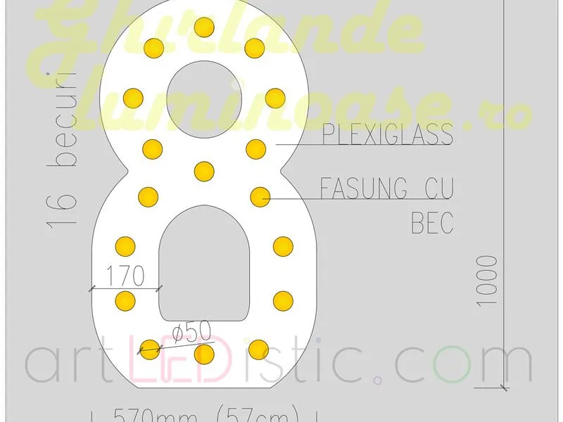 Cifre Volumetrice Luminoase din Plexiglass 100 cm de închiriat