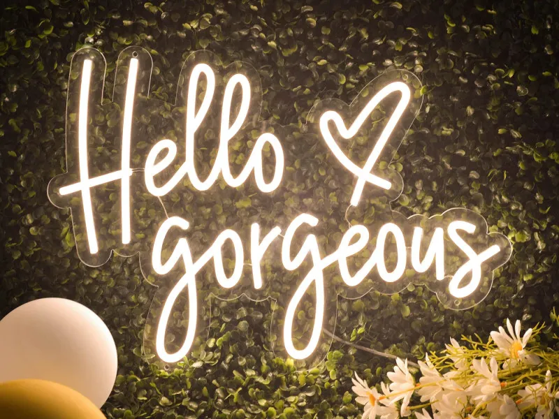 Hello Gorgeous - Semn Luminos LED Neon de Inchiriat