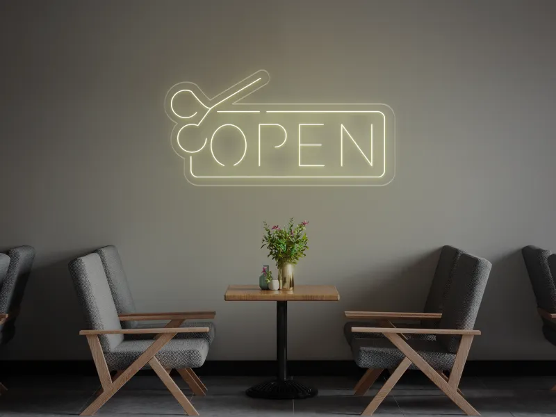 Barbershop Open - Semn Luminos LED Neon