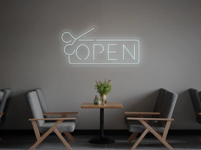 Barbershop Open - Semn Luminos LED Neon