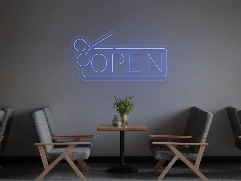 Barbershop Open - Semn Luminos LED Neon