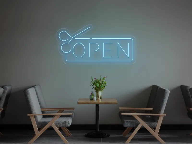 Barbershop Open - Semn Luminos LED Neon