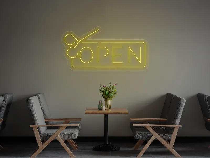 Barbershop Open - Semn Luminos LED Neon