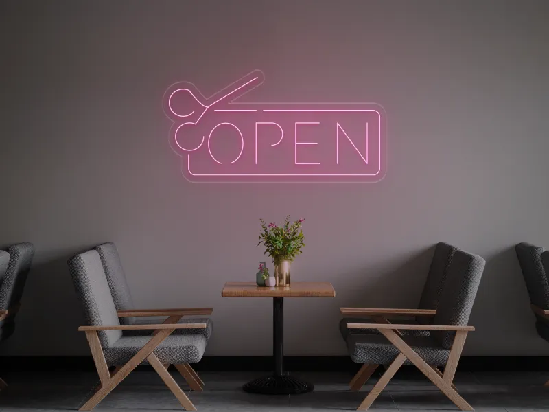 Barbershop Open - Semn Luminos LED Neon