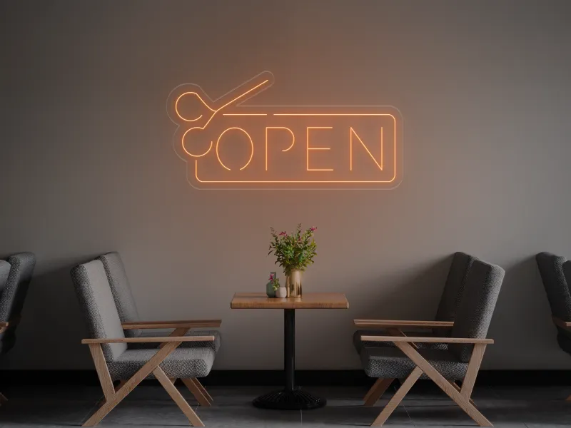 Barbershop Open - Semn Luminos LED Neon