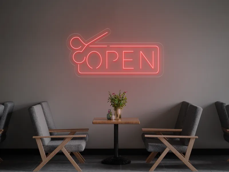 Barbershop Open - Semn Luminos LED Neon