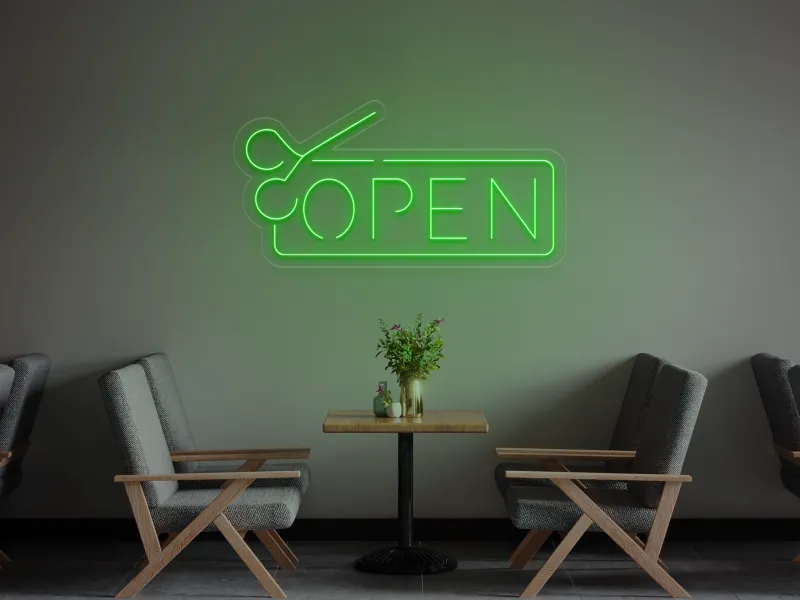 Barbershop Open - Semn Luminos LED Neon