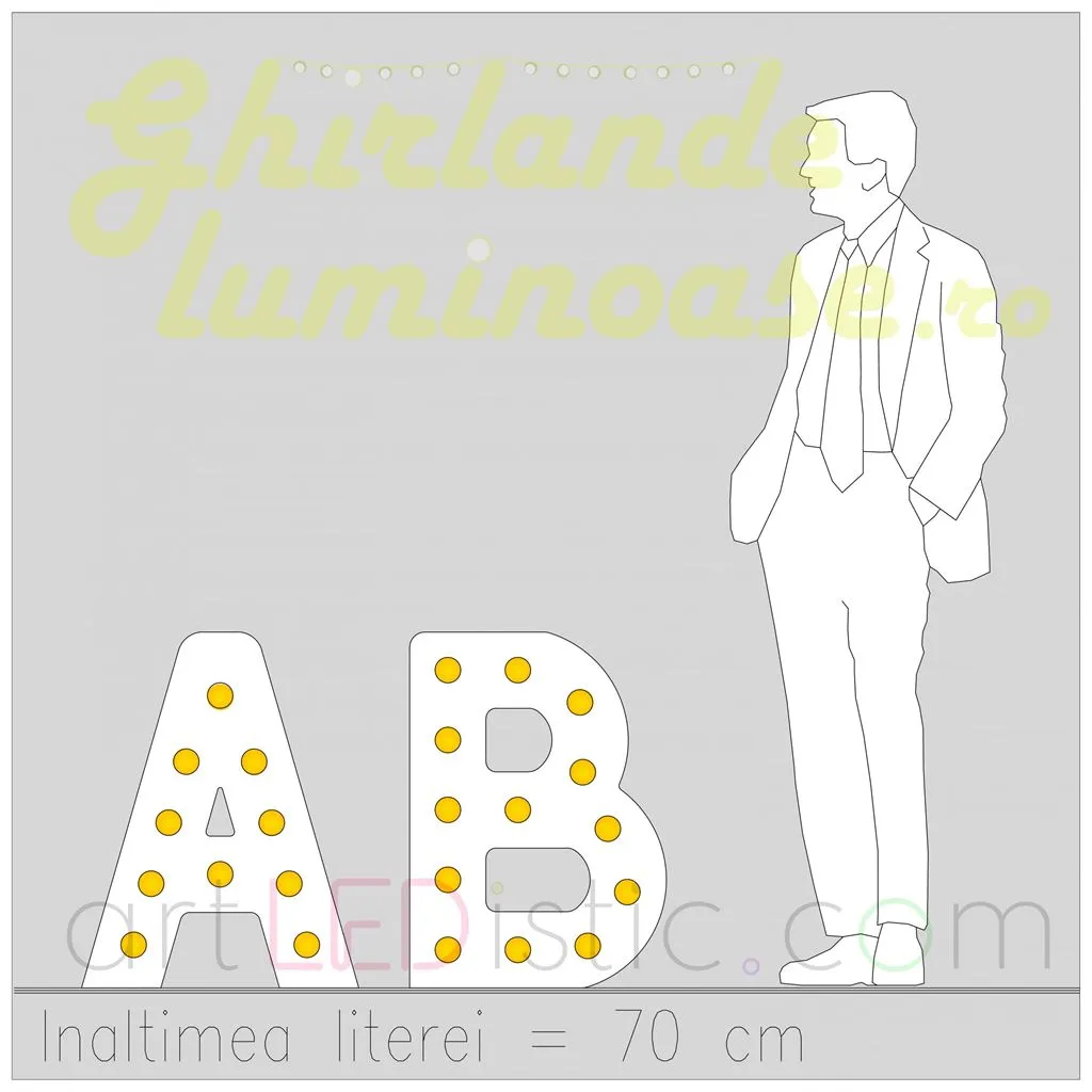 Litere Volumetrice Luminoase din Plexiglass 70 CM