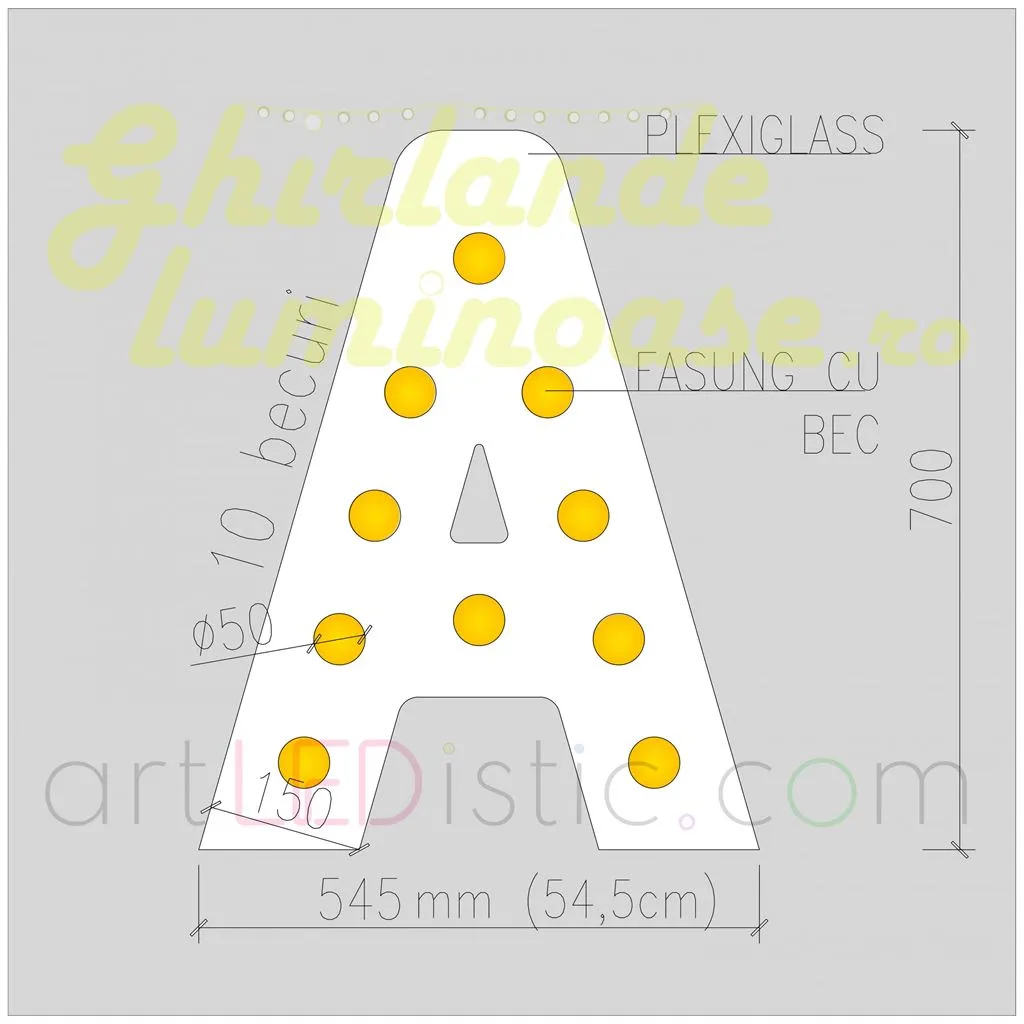 Litere Volumetrice Luminoase din Plexiglass 70 CM