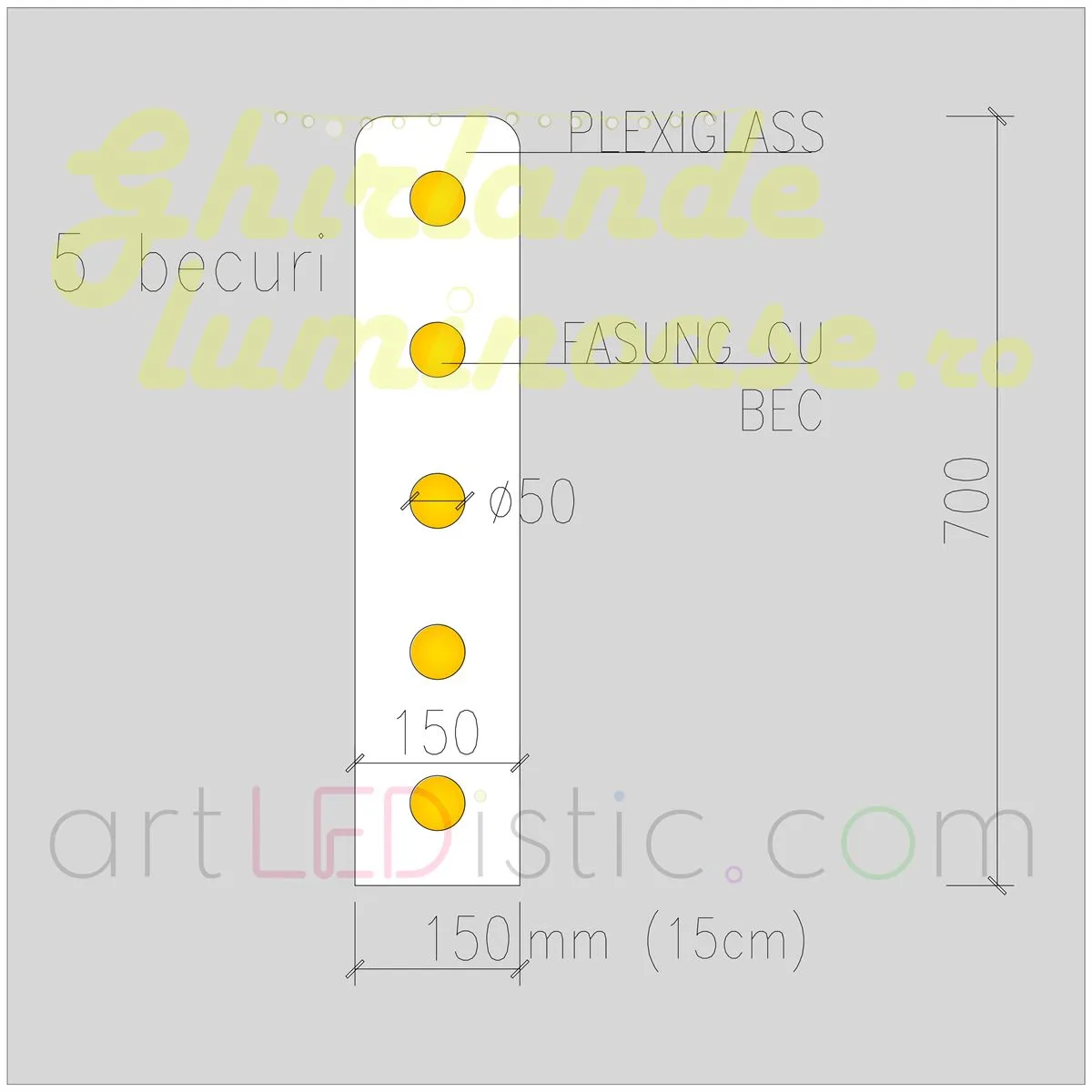 Litere Volumetrice Luminoase din Plexiglass 70 CM