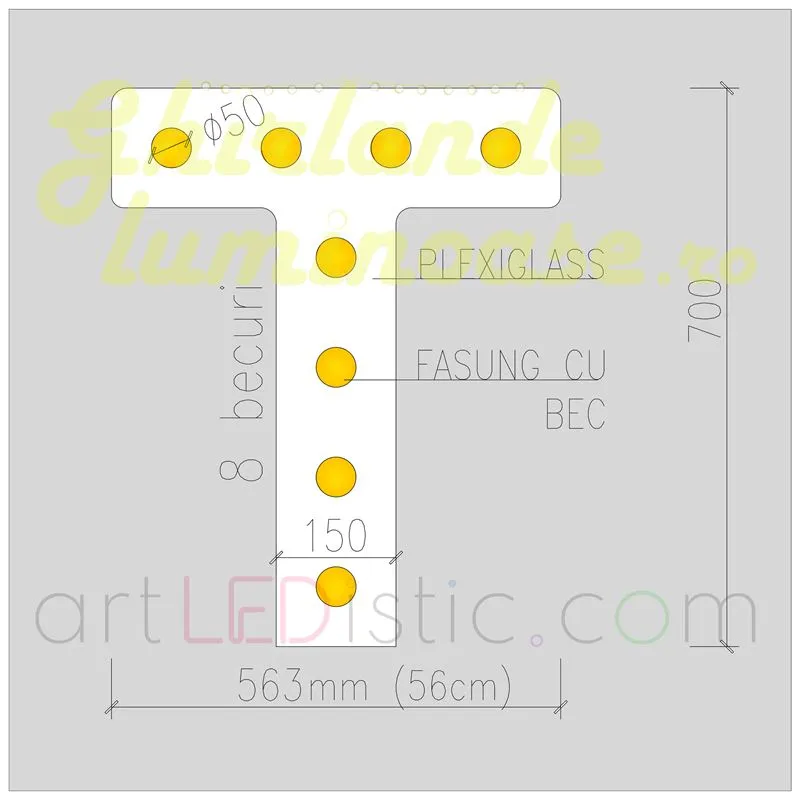 Litere Volumetrice Luminoase din Plexiglass 70 CM