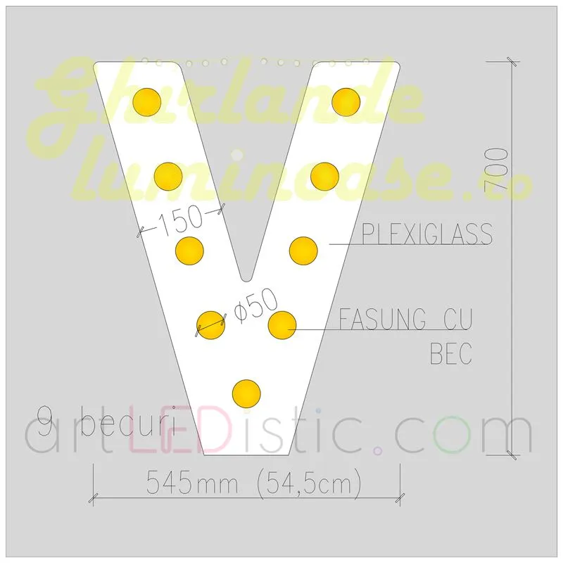 Litere Volumetrice Luminoase din Plexiglass 70 CM