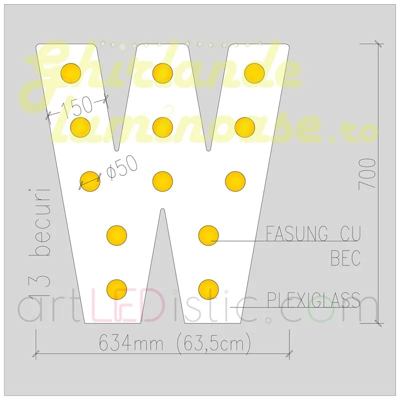 Litere Volumetrice Luminoase din Plexiglass 70 CM