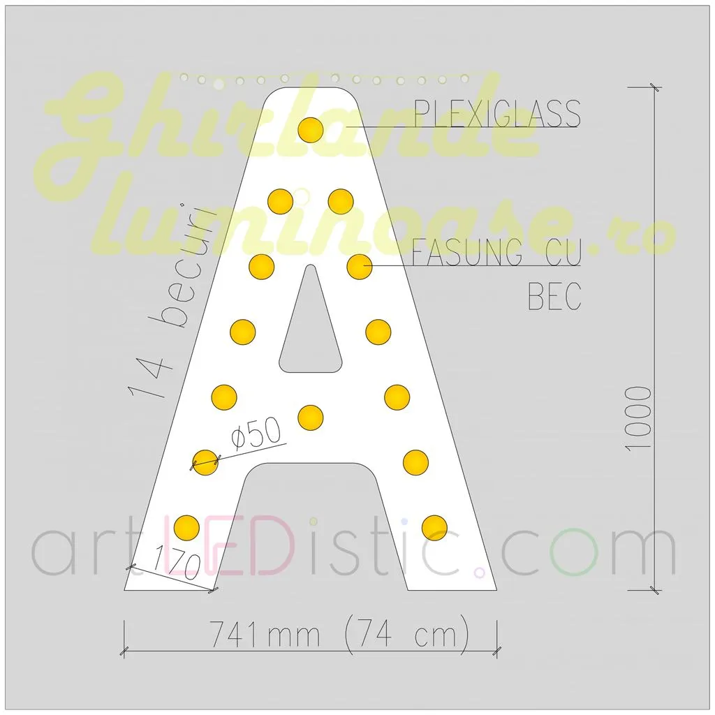 Litere Volumetrice Luminoase din Plexiglass 1M