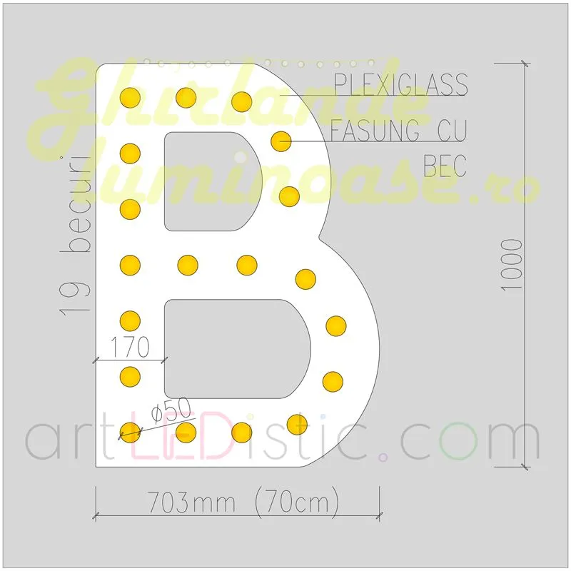 Litere Volumetrice Luminoase din Plexiglass 1M