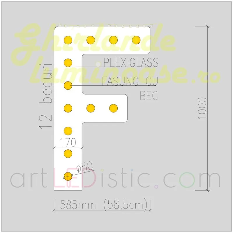 Litere Volumetrice Luminoase din Plexiglass 1M