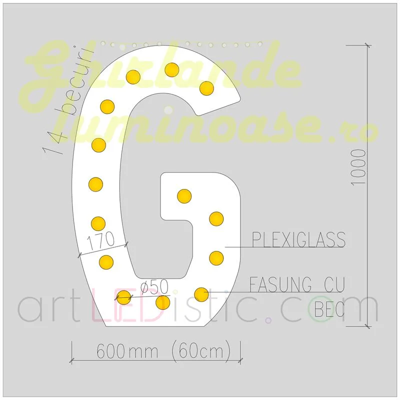 Litere Volumetrice Luminoase din Plexiglass 1M