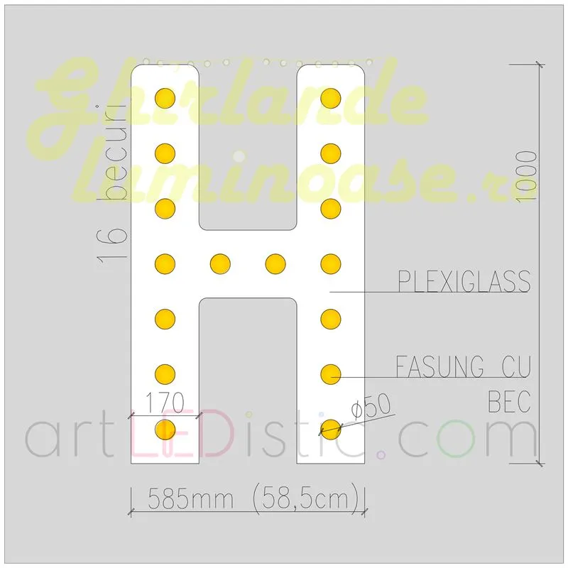 Litere Volumetrice Luminoase din Plexiglass 1M