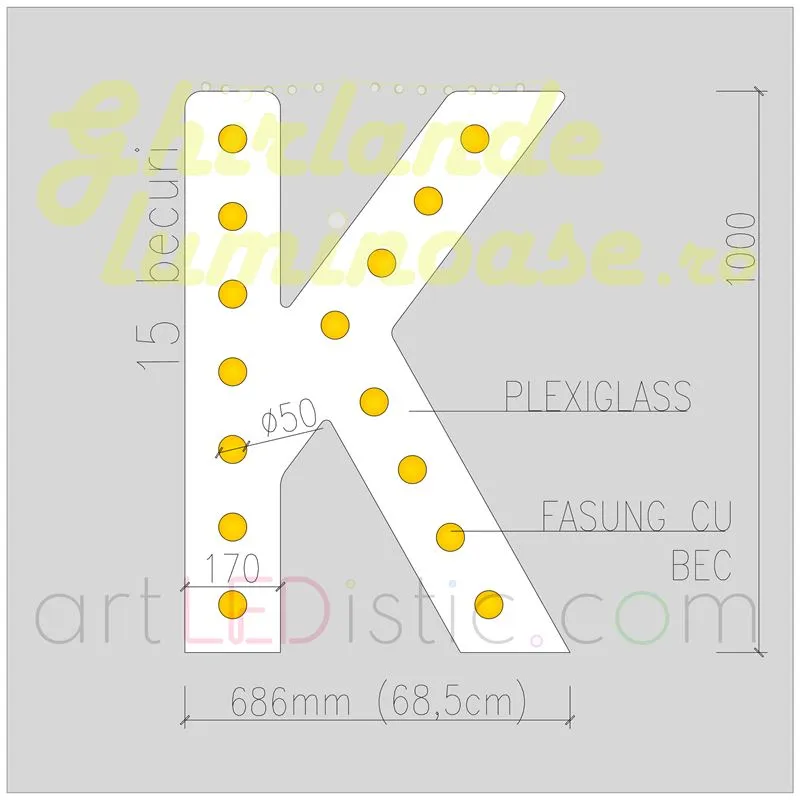 Litere Volumetrice Luminoase din Plexiglass 1M
