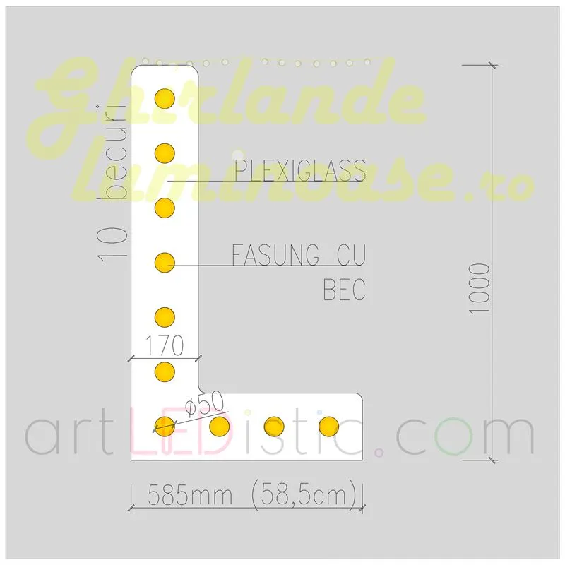 Litere Volumetrice Luminoase din Plexiglass 1M