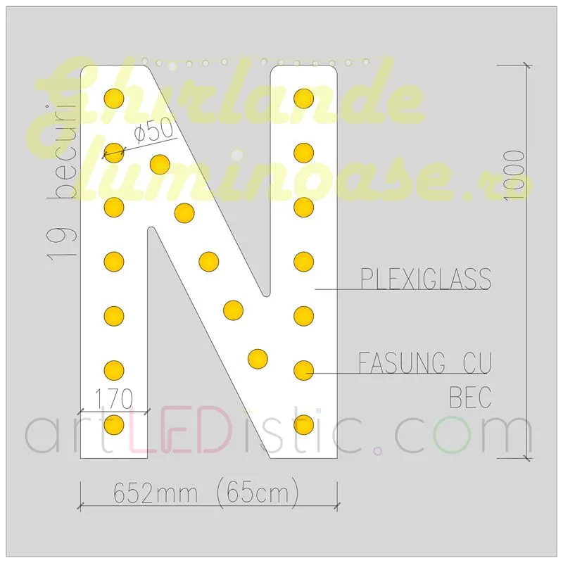 Litere Volumetrice Luminoase din Plexiglass 1M