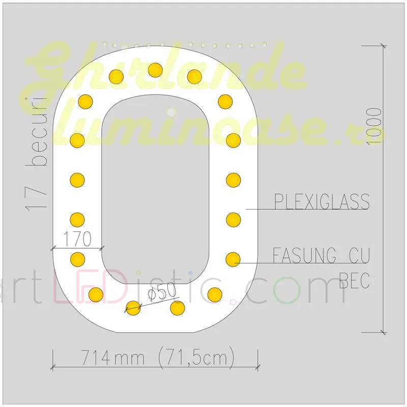 Litere Volumetrice Luminoase din Plexiglass 1M