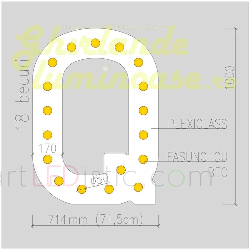 Litere Volumetrice Luminoase din Plexiglass 1M