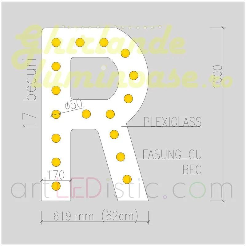 Litere Volumetrice Luminoase din Plexiglass 1M