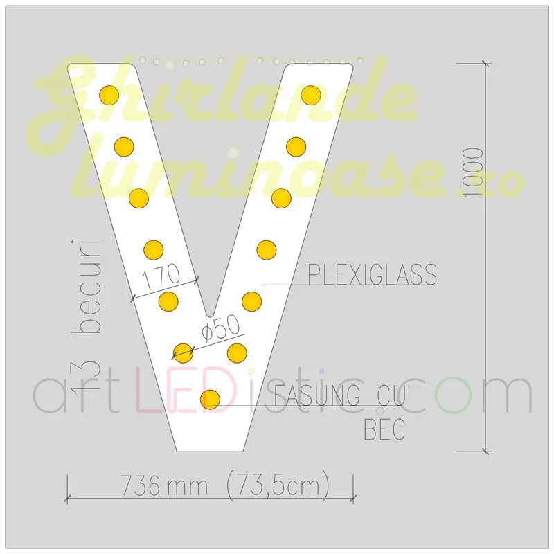 Litere Volumetrice Luminoase din Plexiglass 1M