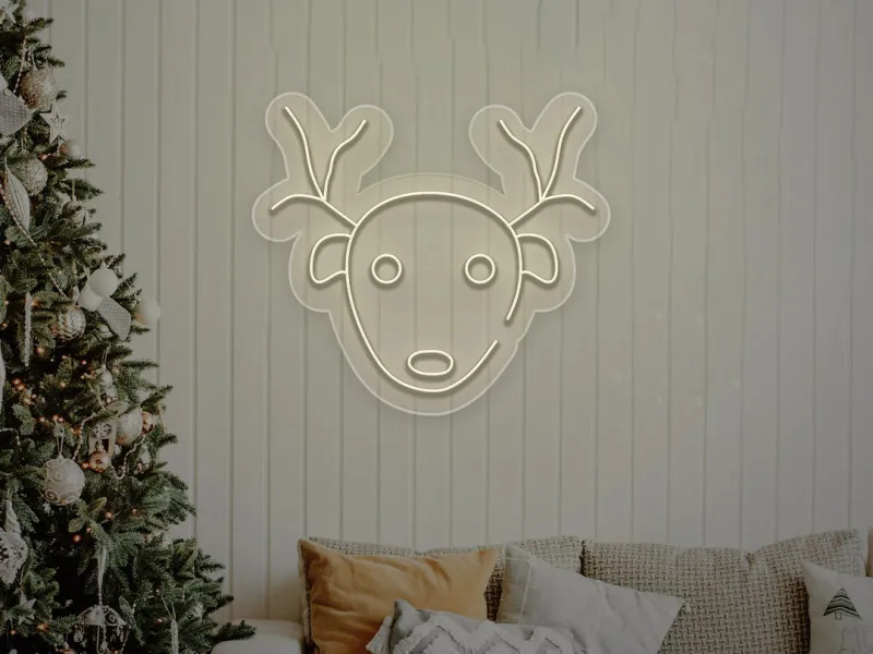 Reindeer Face - Semn Luminos LED Neon