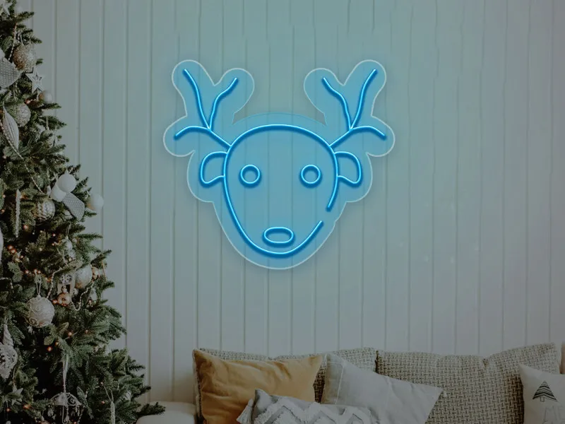 Reindeer Face - Semn Luminos LED Neon