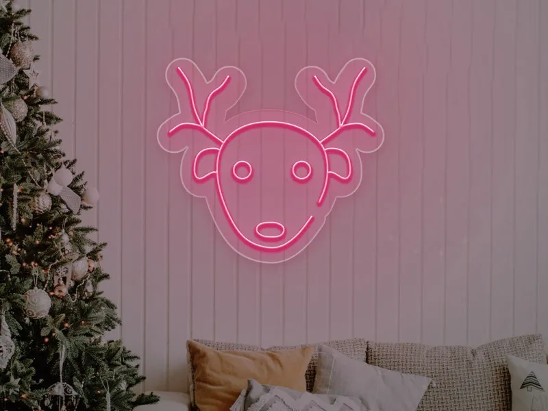 Reindeer Face - Semn Luminos LED Neon