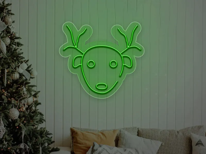 Reindeer Face - Semn Luminos LED Neon