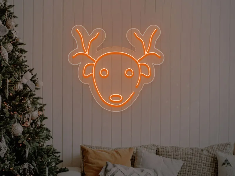Reindeer Face - Semn Luminos LED Neon