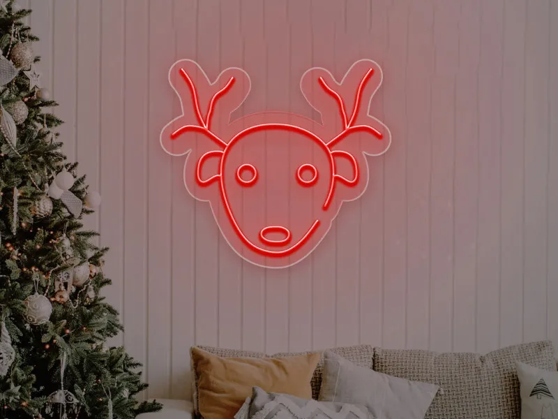 Reindeer Face - Semn Luminos LED Neon