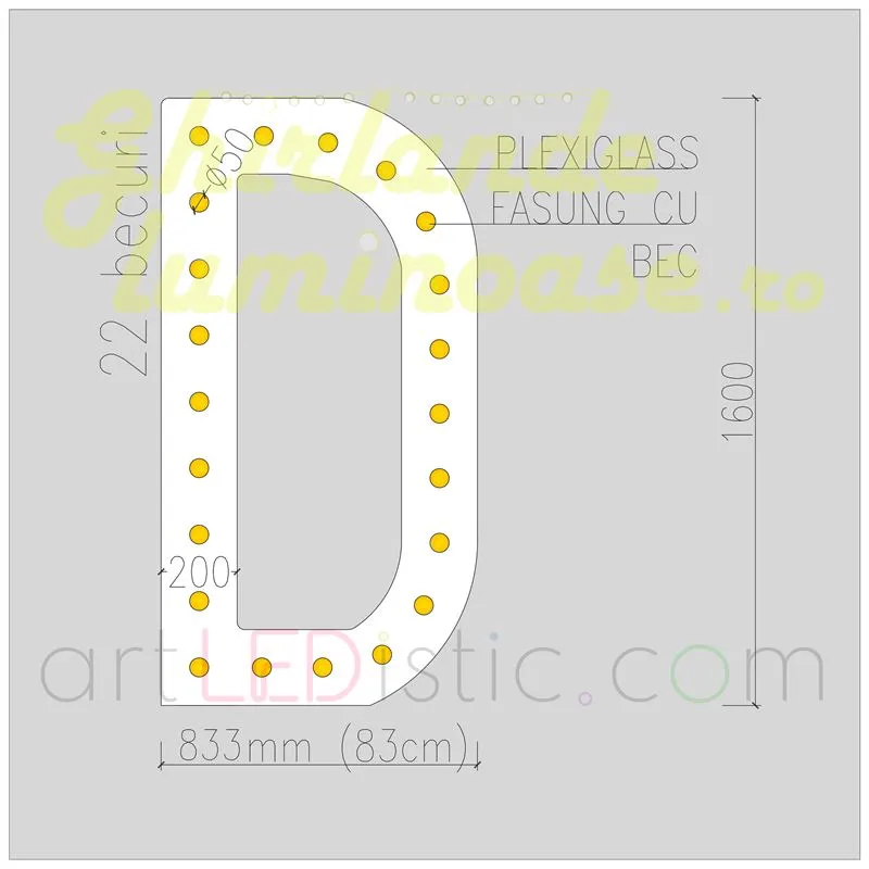 Litere Volumetrice Luminoase din Plexiglass 1.6M